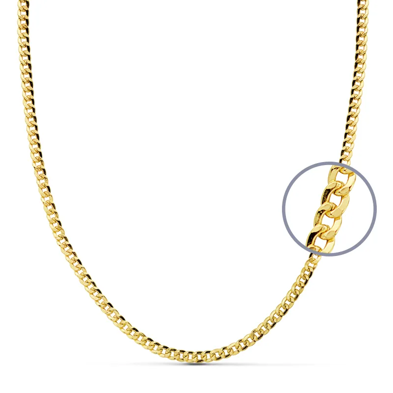 9K CADENA ORO AMARILLO BARBADA HUECA. ANCHO: 3 MM. LARGO: 60 CM