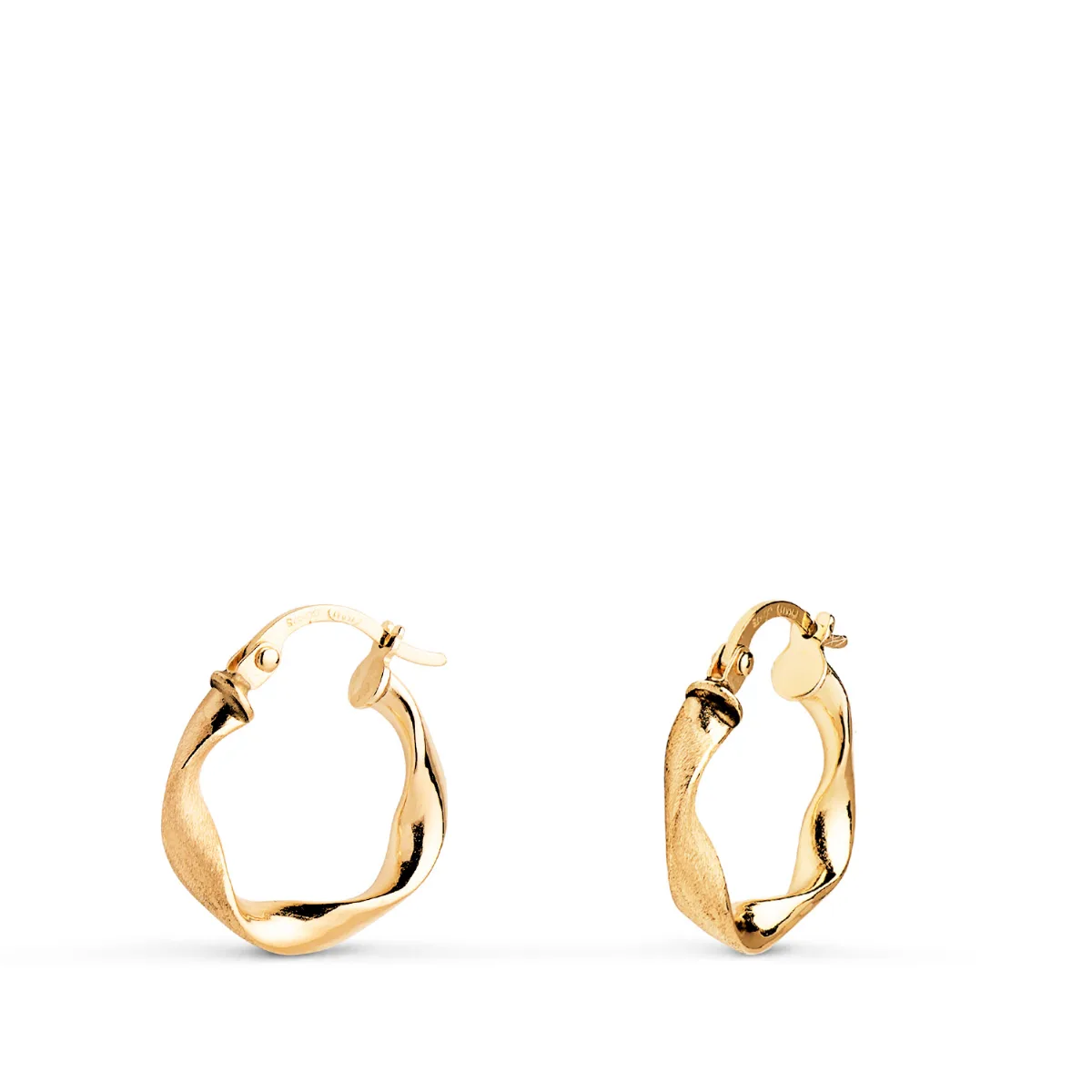 18K AROS ORO AMARILLO HUECOS RETORCIDOS MATE Y BRILLO 16 MM. GROSOR: 3 MM
