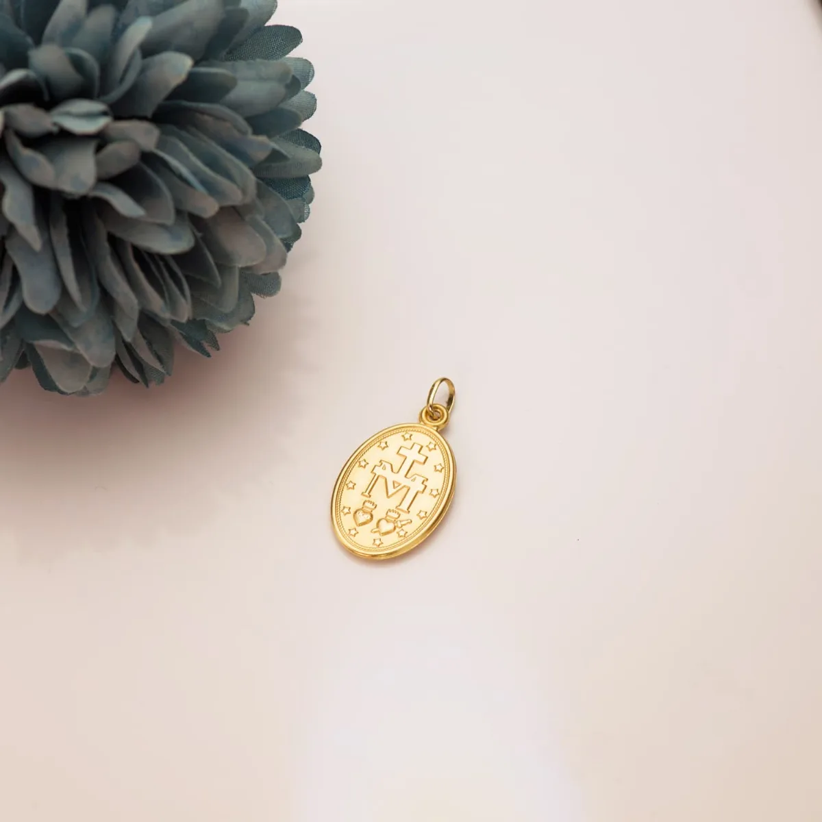 18K MEDALLA ORO AMARILLO VIRGEN MILAGROSA OVAL 29 X 18 MM — vista 3