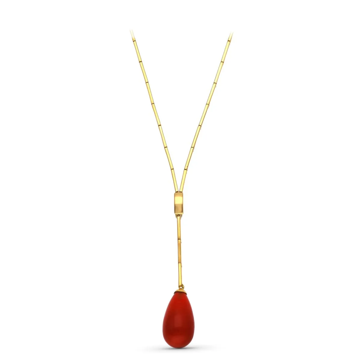 18K GARGANTILLA ORO AMARILLO LAGRIMA PIEDRA FINA 42CM