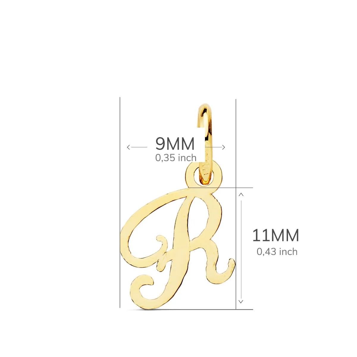 18K COLGANTE ORO AMARILLO INCIAL LETRA " R " 11X9 MM — vista 2