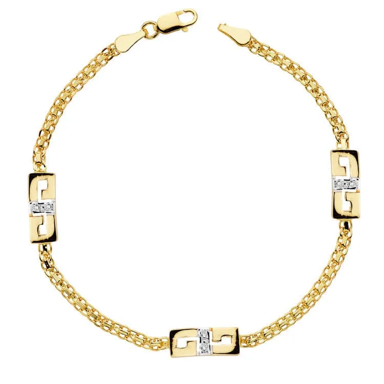 18K PULSERA BICOLOR CIRCONITA 17CM