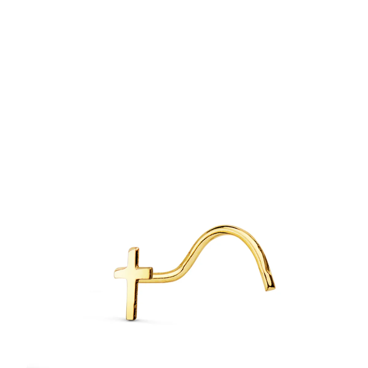 18K PIERCING ORO AMARILLO NARIZ CRUZ 5 X 3 MM (PEDIDO MINIMO 3 UNIDADES)