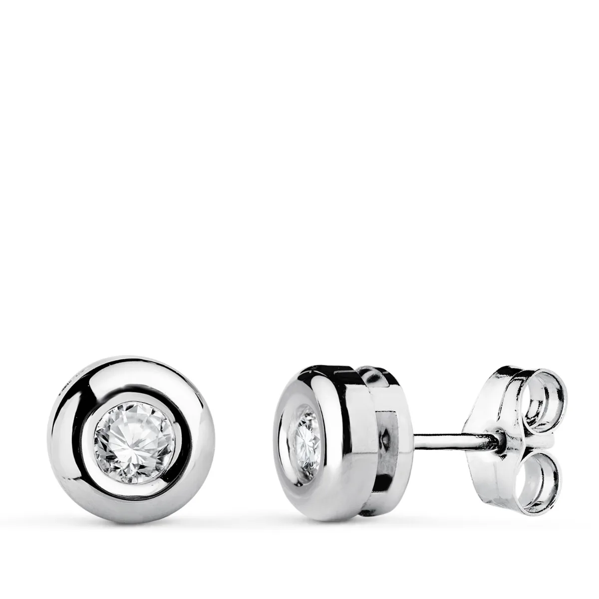 18K PENDIENTES ORO BLANCO DIAMANTES LABORATORIO 3,40 MM 0,300 QTS VS2-G. MEDIDA: 7X7 MM. CIERRE PRESION