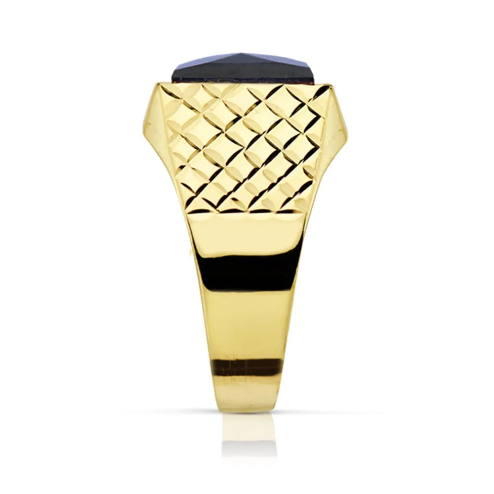 18K SELLO ORO AMARILLO CABALLERO PIEDRA ZAFIRO SPINEL 10X8 MM — vista 2