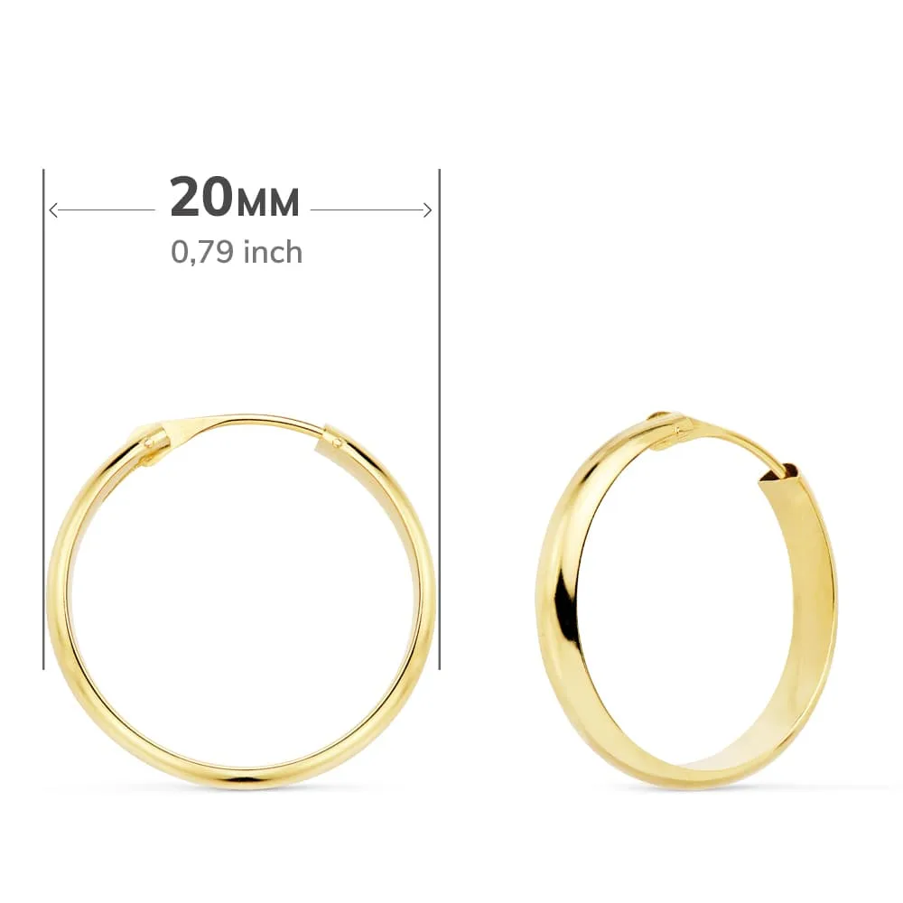 18K AROS ORO AMARILLO MEDIA CAÑA LIGEROS 20X3 MM — vista 2