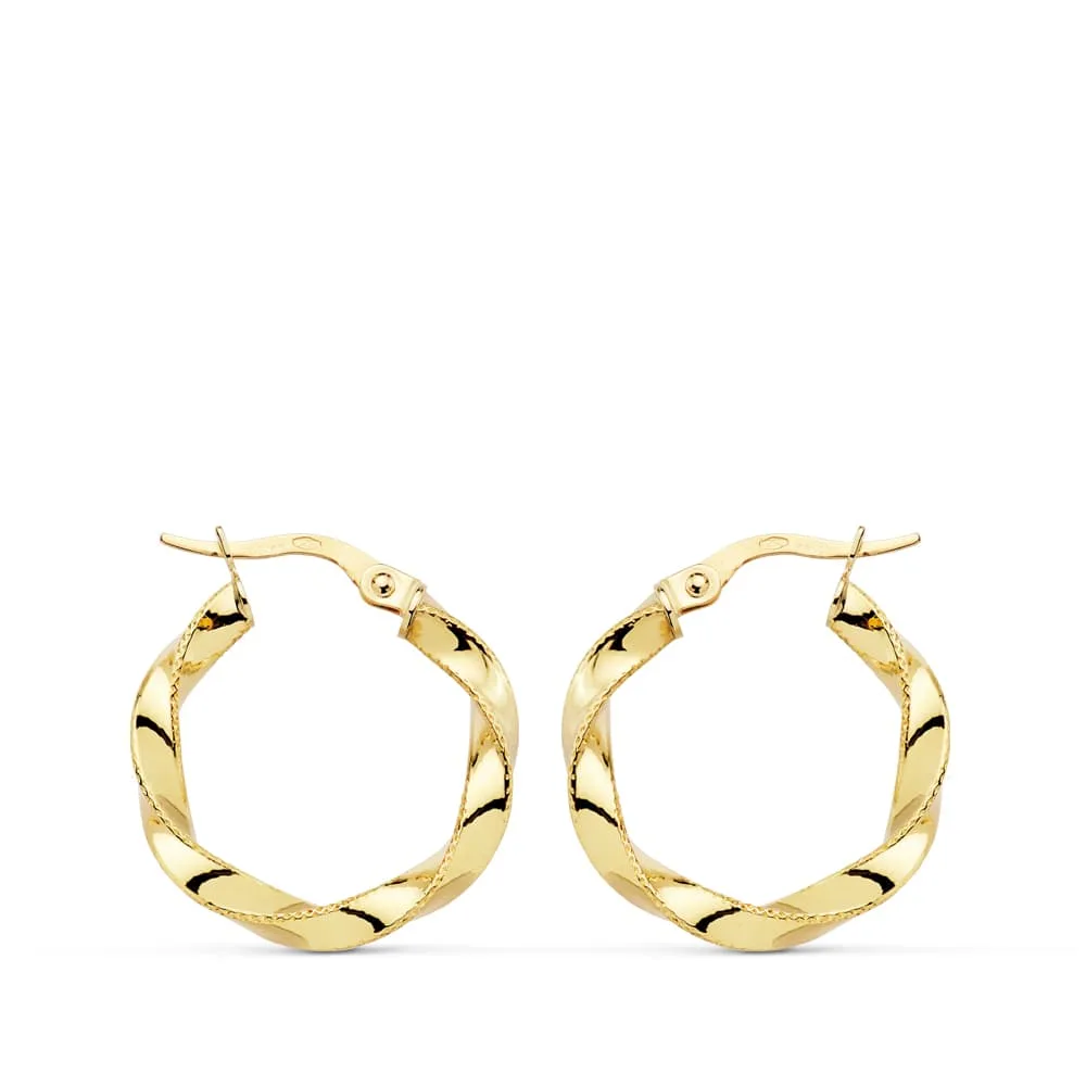 18K AROS ORO AMARILLO RELIADOS HILO 21X3 MM