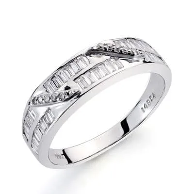 18K SORTIJA ORO BLANCO DIAMANTES TALLA BRILLANTE 0.030/0.410  QTS. ANCHO: 5MM