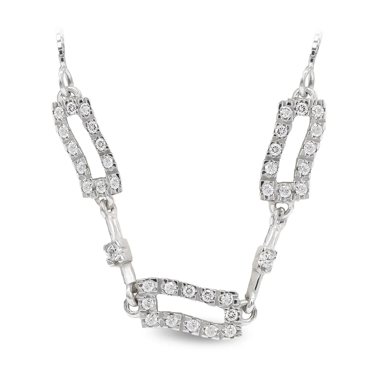18K GARGANTILLA ORO BLANCO LARGO Y CIRCONITAS