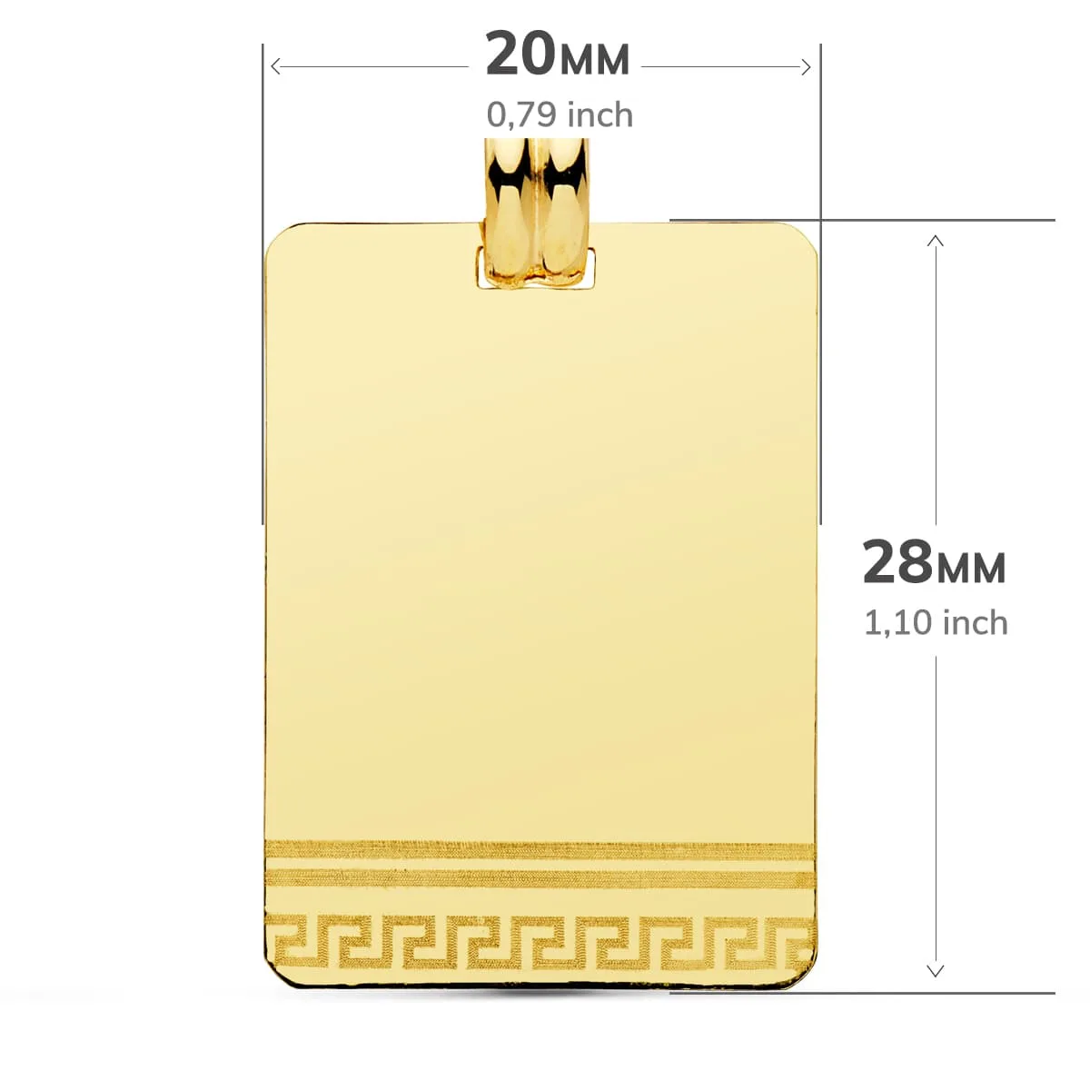 18K PLACA CHAPA LASER GRECA ORO AMARILLO 28X20 MM — vista 2