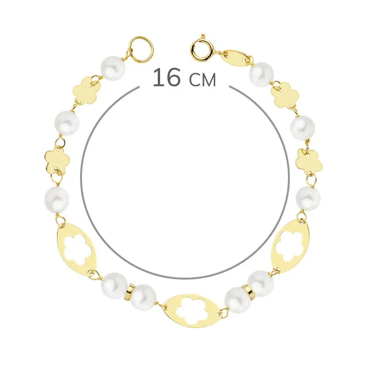 18K PULSERA COMUNION ORO AMARILLO PERLA 5.5 MM 16CM — vista 2
