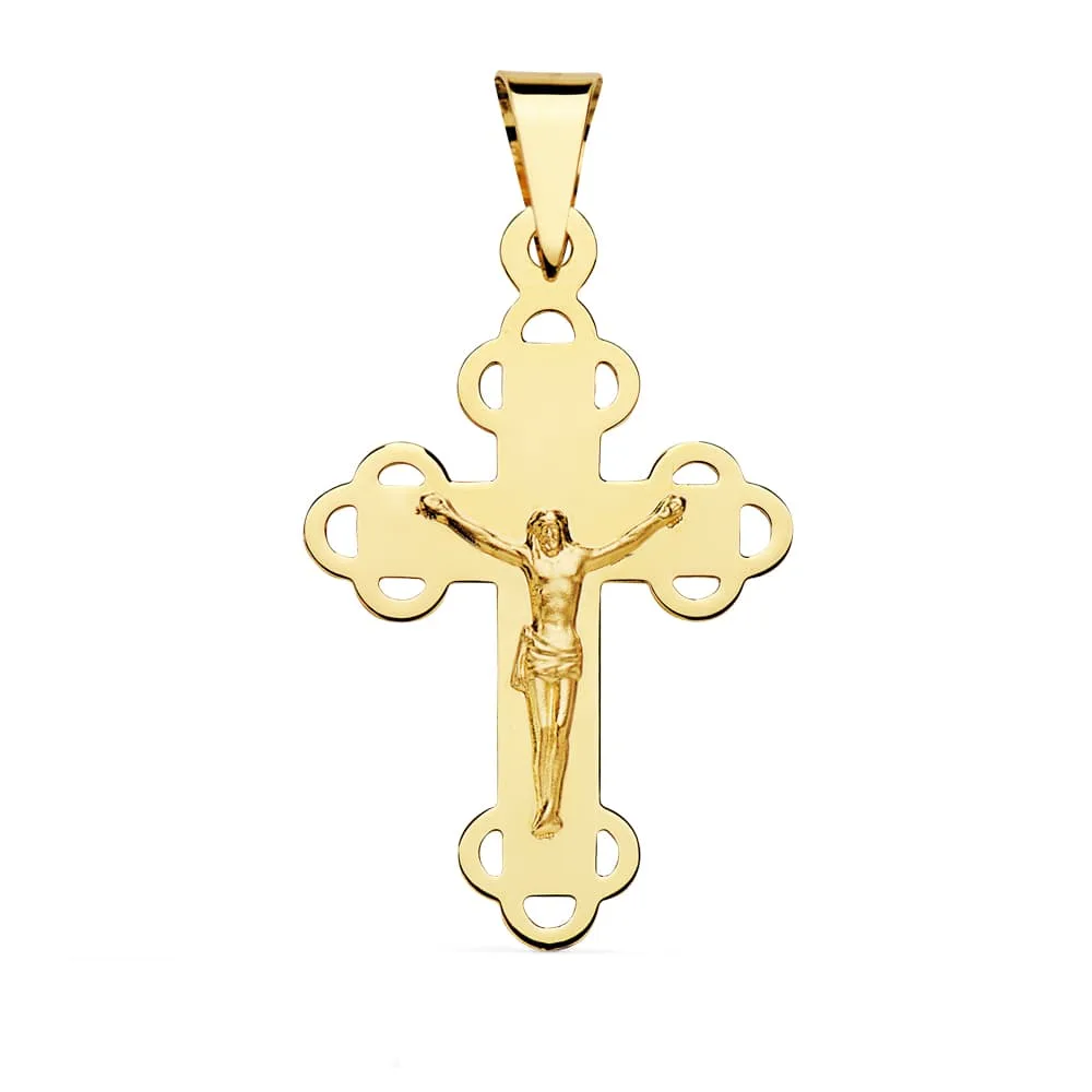 18K CRUZ ORO AMARILLO CON CRISTO 34X22 MM