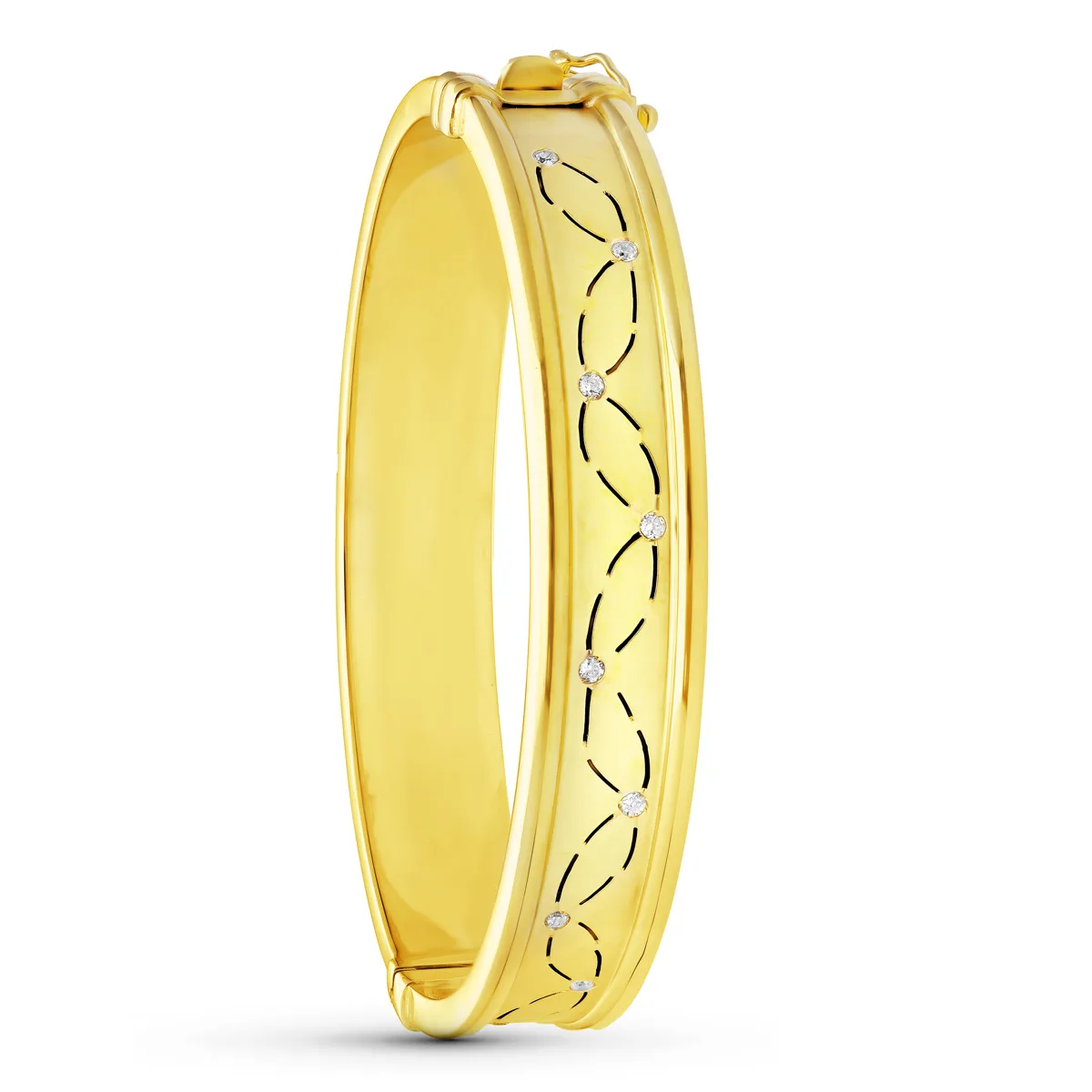 18K PULSERA ORO AMARILLO RIGIDA CIRCONITA 12 MM