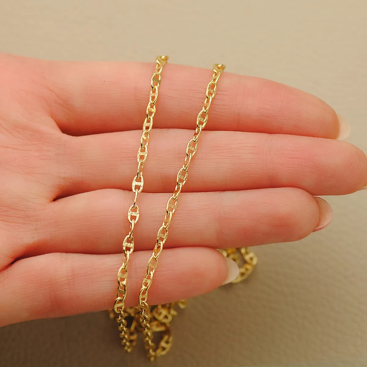 18K CADENA ORO AMARILLO ANCLA HUECA LARGO 60CM ANCHO 2.5 MM — vista 3