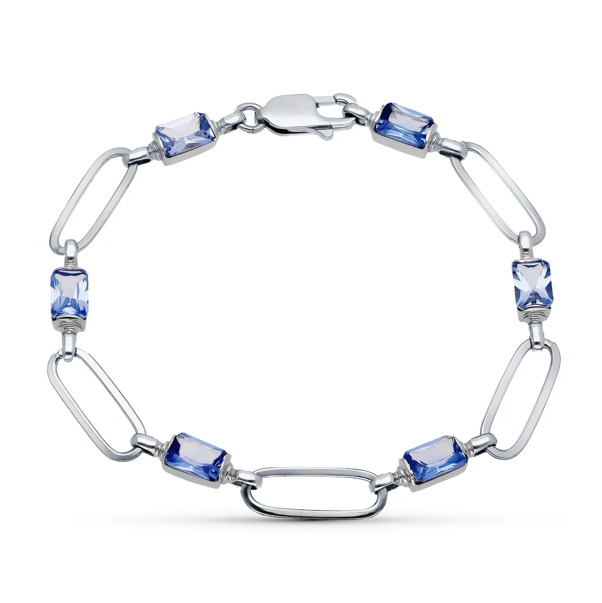 18K PULSERA ORO BLANCO PIEDRAS 19.5 CM