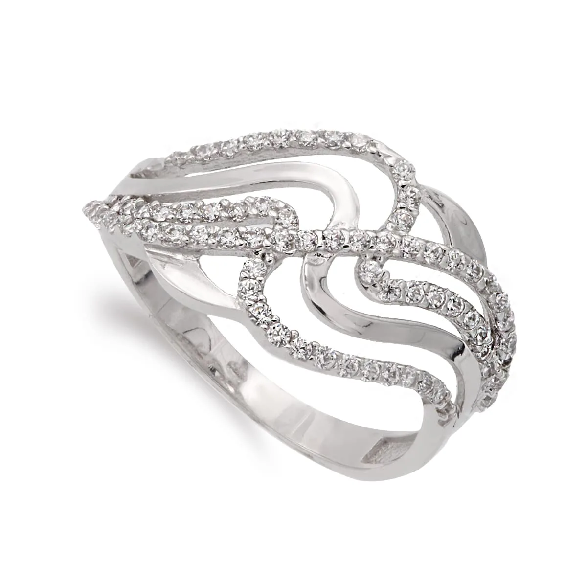 18K SORTIJA ORO BLANCO CON CIRCONITAS. ANCHO: 12 MM