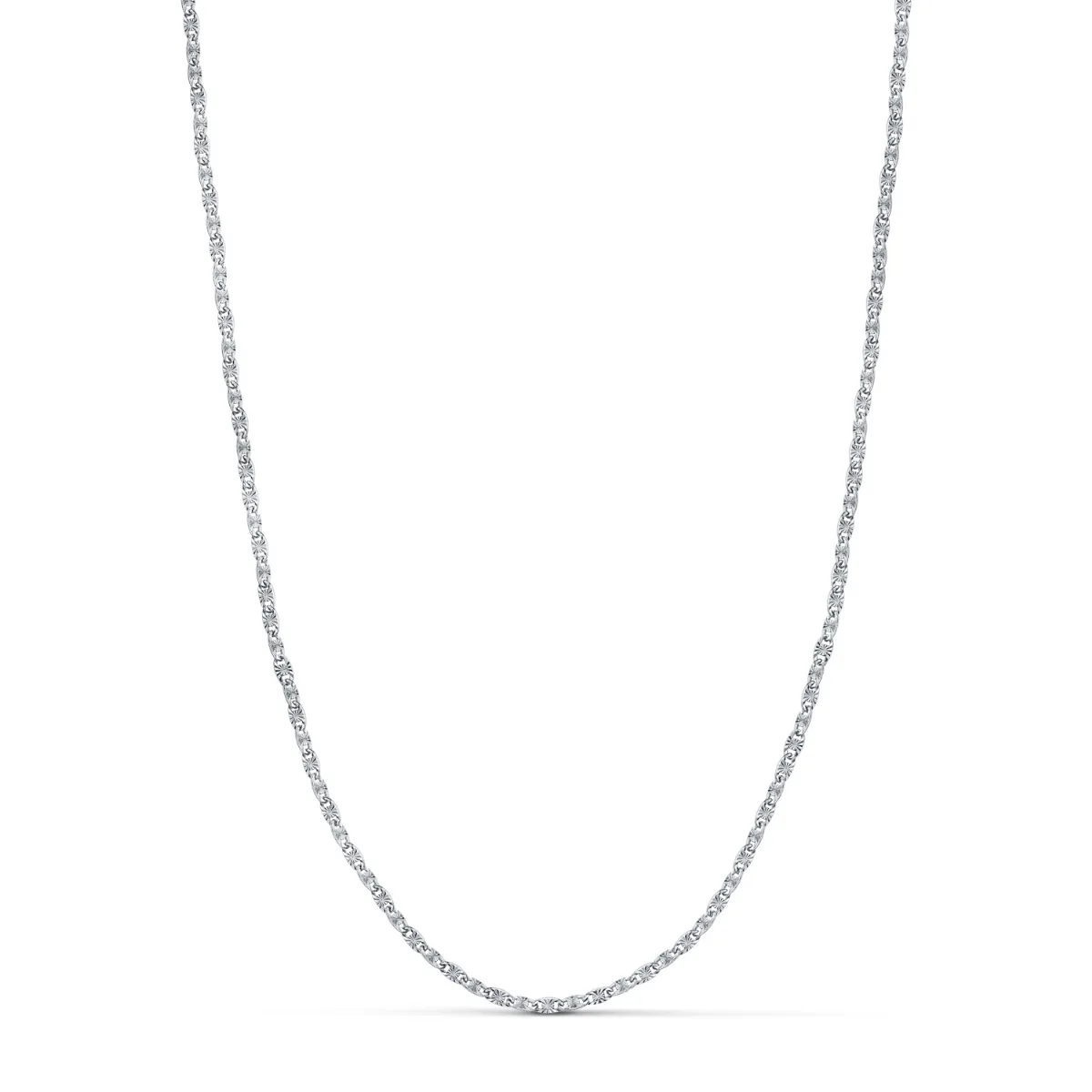18K CADENA ORO BLANCO FORZADA MACIZA TALLADA. ANCHO: 1,8 MM. LARGO: 45 CM