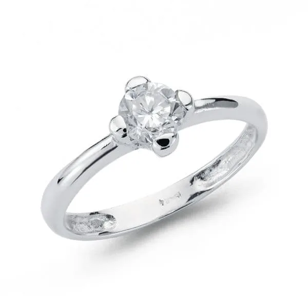 18K SOLITARIO ORO BLANCO CIRCONITA 5 MM