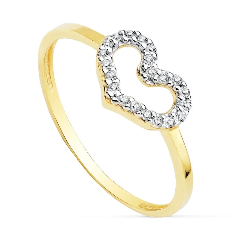 18K SORTIJA ORO BICOLOR CORAZON CIRCONITAS C. AMOR