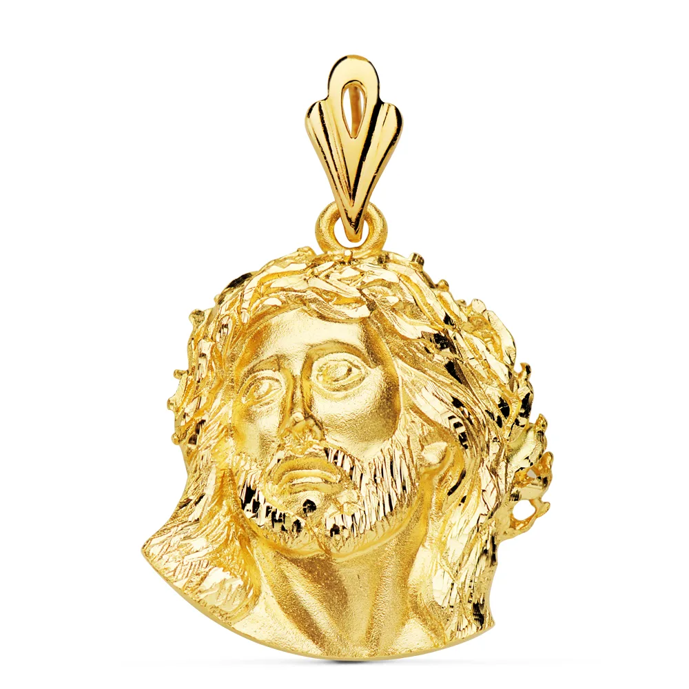 18K COLGANTE ORO AMARILLO CABEZA DE CRISTO DE MURILLO 25X24 MM