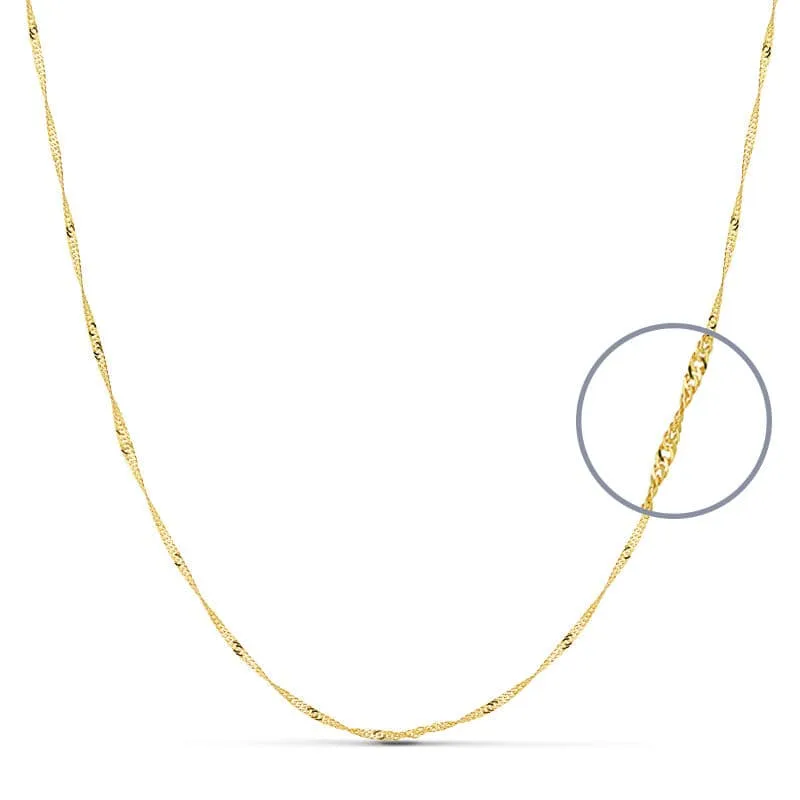 18K CADENA MACIZA ORO AMARILLO  SINGAPUR 40CM 1.2 MM