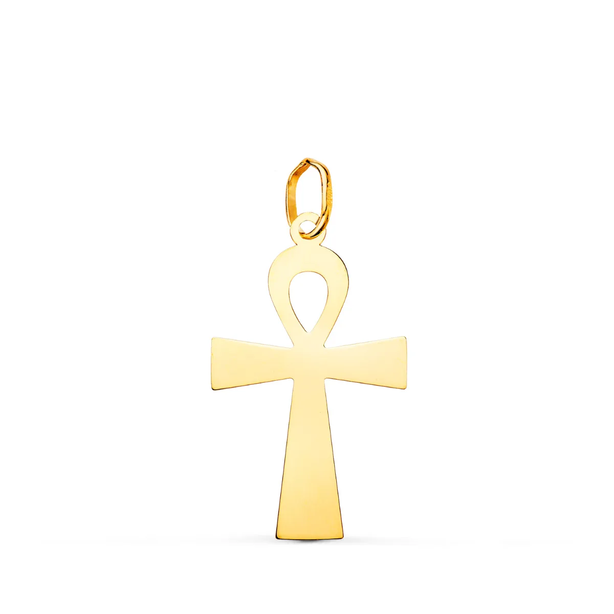 18K COLGANTE ORO AMARILLO BRILLO CRUZ DE LA VIDA EGIPCIA  22 X 13 MM AMULETO EGIPCIO ANKH
