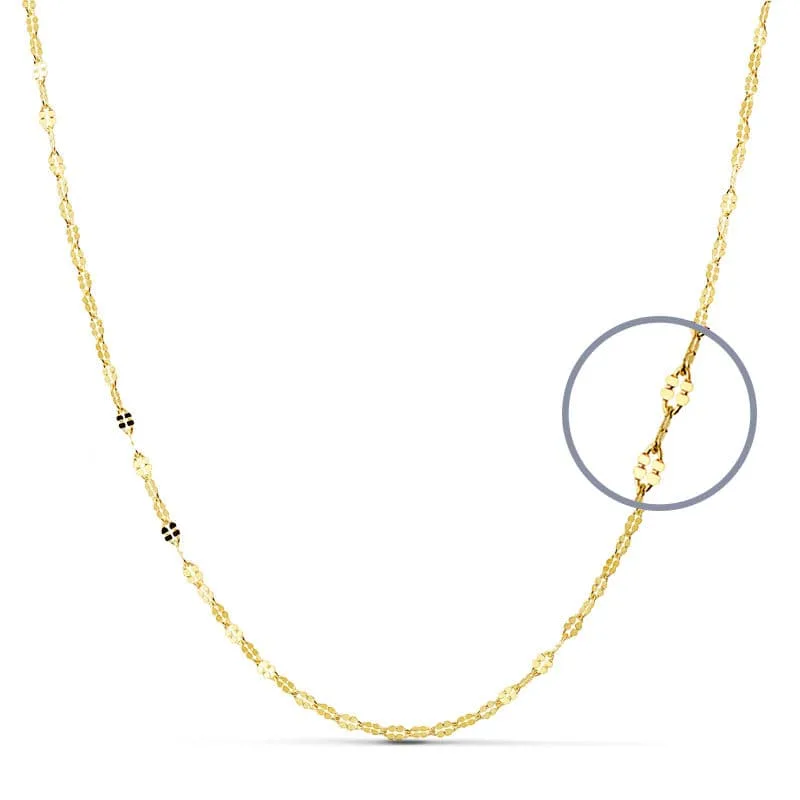 18K CADENA MACIZA ORO AMARILLO DIAMANTADA MACIZA 45CM 2 MM
