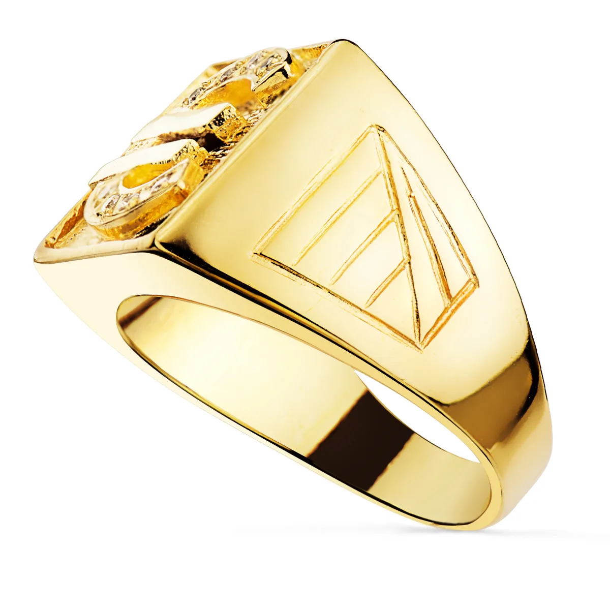 18K SELLO ORO AMARILLO CABALLERO EURO CON CIRCONITA 16X16 MM — vista 2