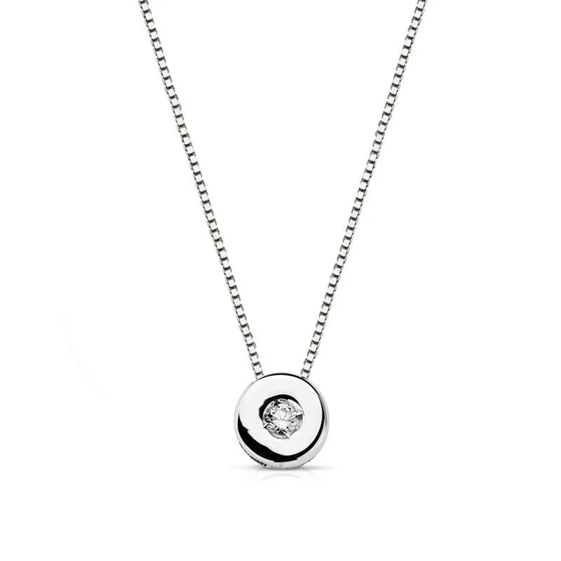 18K GARGANTILLA ORO BLANCO CHATON 5MM DIAMANTE LABORATORIO 0,02 QTS. H-I CADENA 42CM