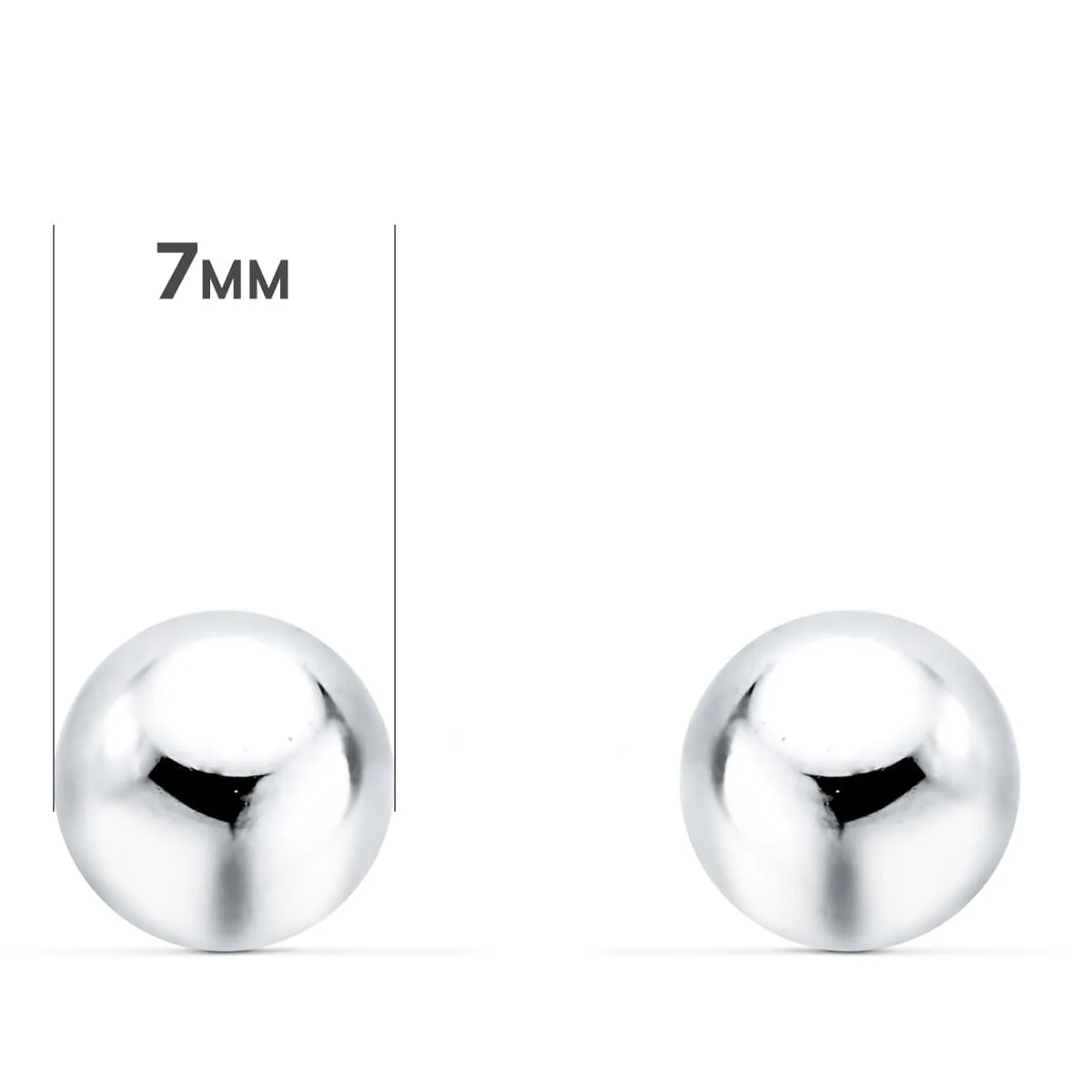 18K PENDIENTES ORO BLANCO BOLA LISA BRILLA HUECA. ANCHO: 7 MM. CIERRE PRESION — vista 2