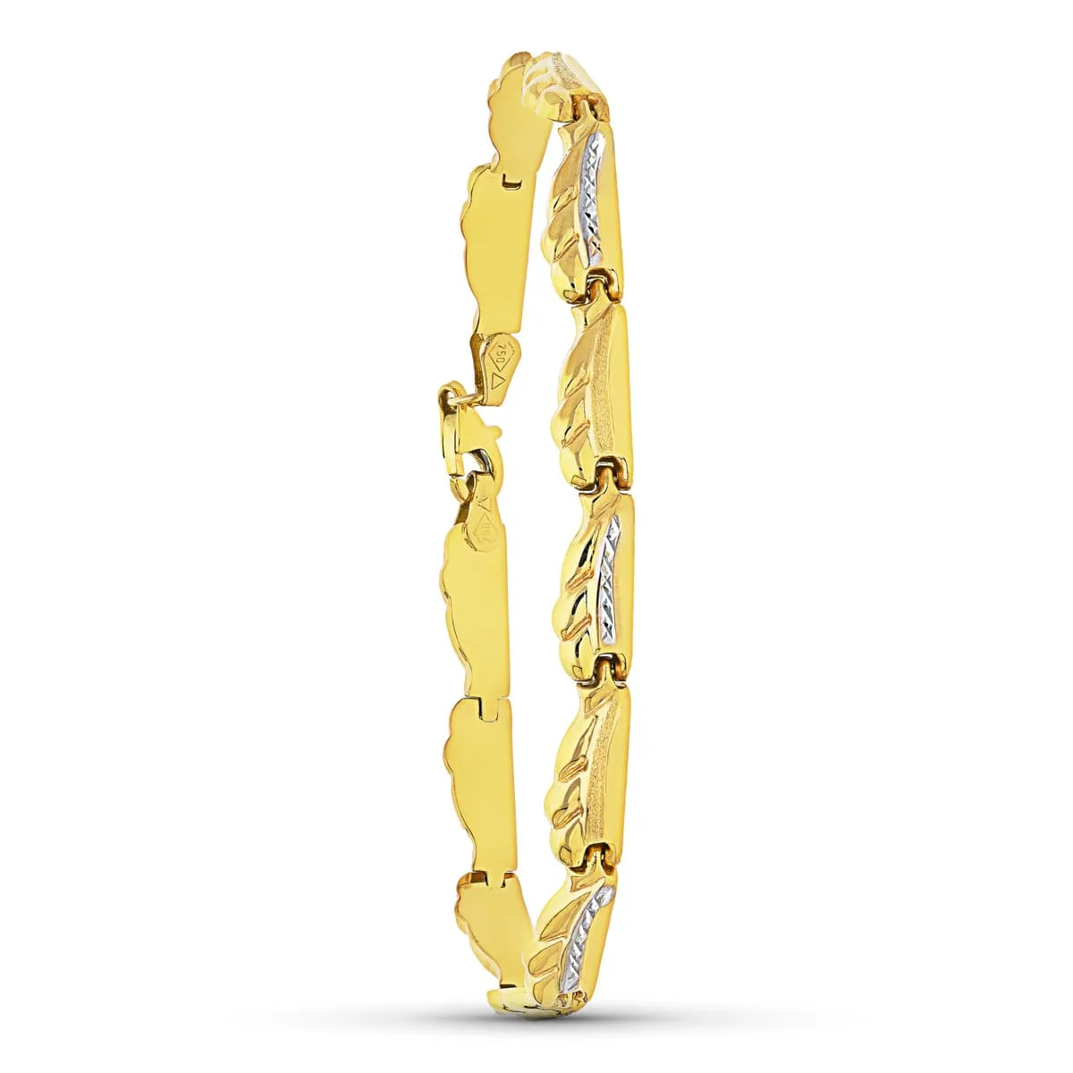 18K PULSERA ORO BICOLOR ESTAMPACION