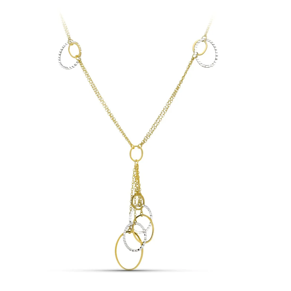 18K GARGANTILLA ORO BICOLOR DOBLE CADENA Y MOTIVOS