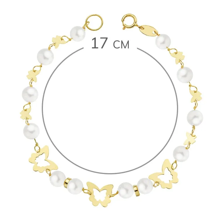 18K PULSERA ORO AMARILLO COMUNION PERLA 5.5 MM 17CM — vista 2