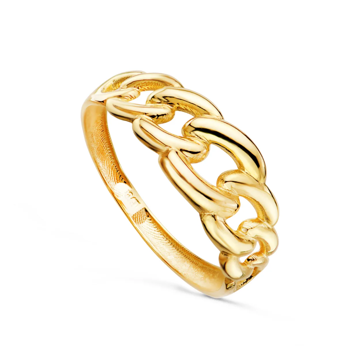 18K SORTIJA ORO AMARILLO ESLABONES EN BRILLO. ANCHO: 7 MM