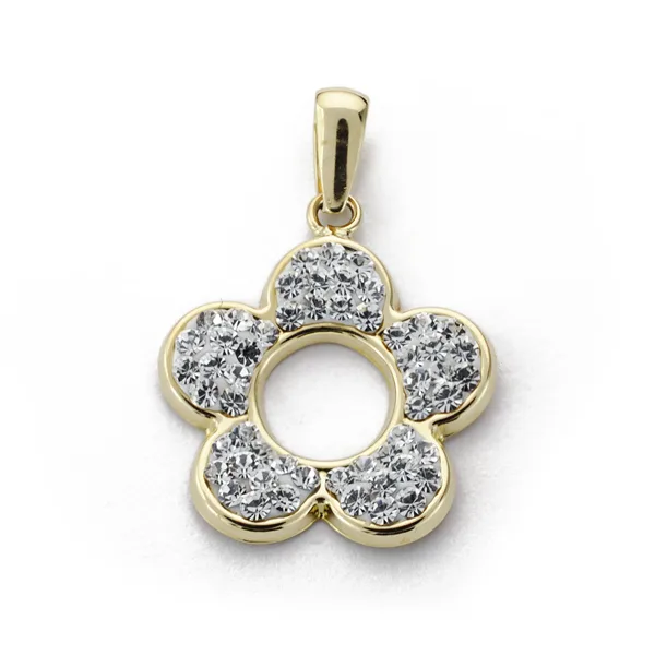 9K COLGANTE ORO AMARILLO FLOR CIRCONITA 16X14 MM