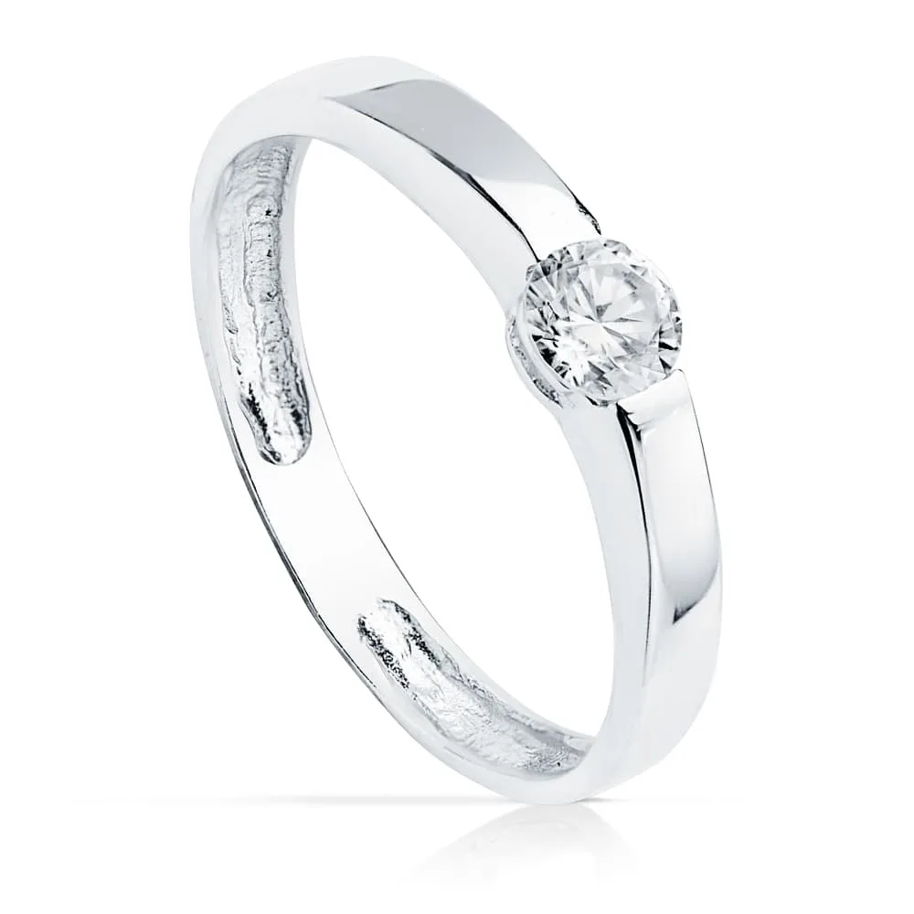 18K SOLITARIO ORO BLANCO CIRCONITA 4 MM
