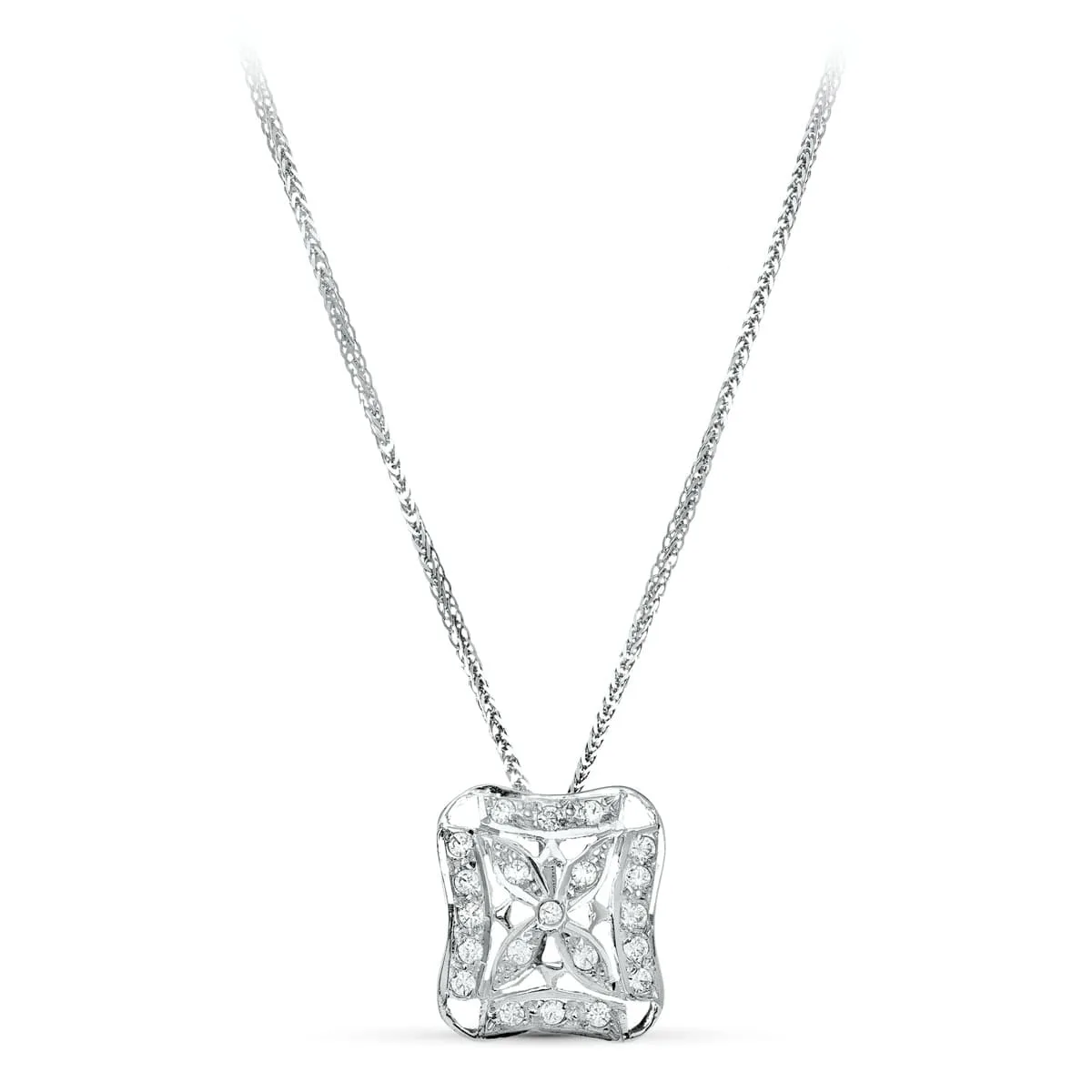 18K GARGANTILLA ORO BLANCO JUEGO NOVIA 45CM MOTIVO 17X17 MM