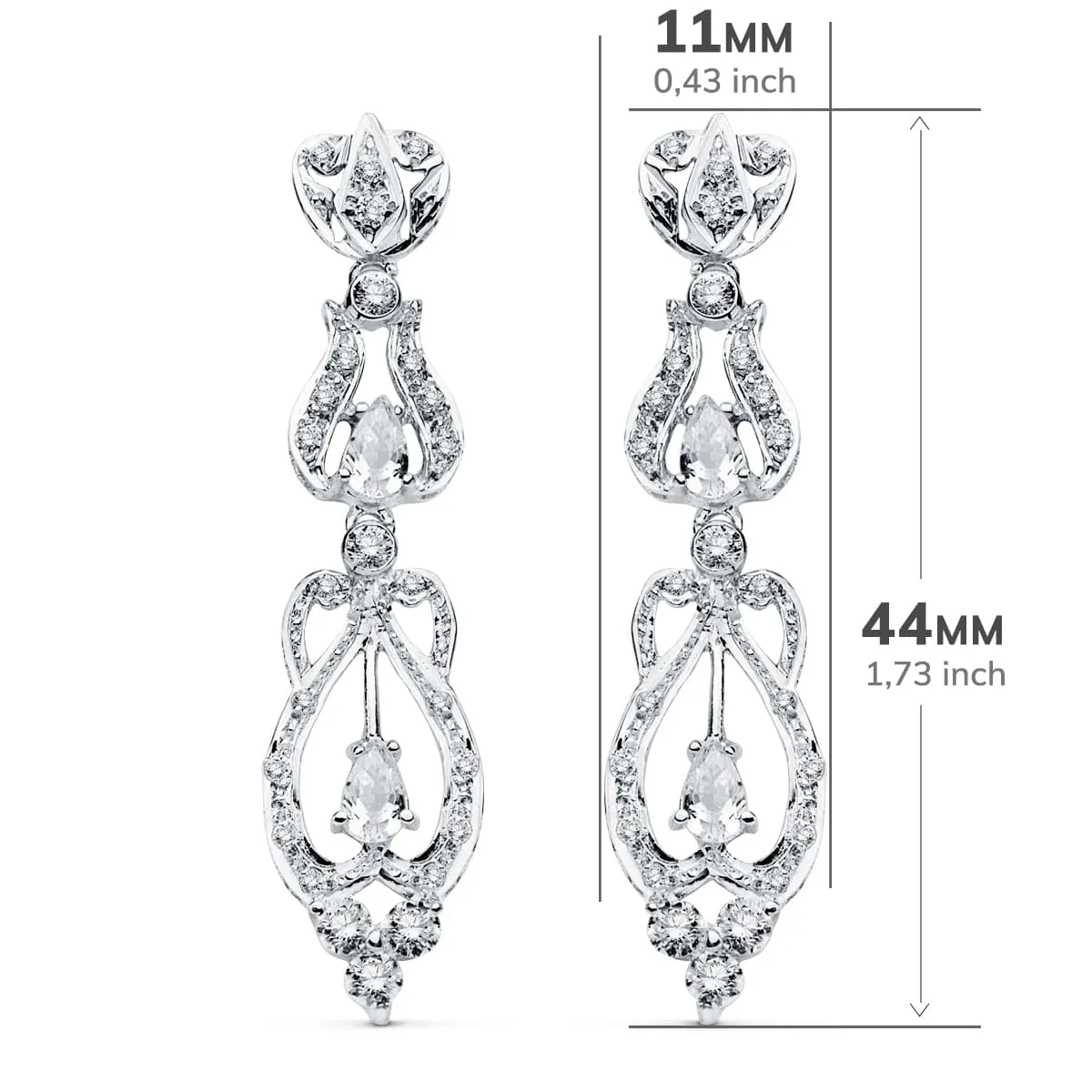 18K PENDIENTES ORO BLANCO CIRCONITA PRESION — vista 2