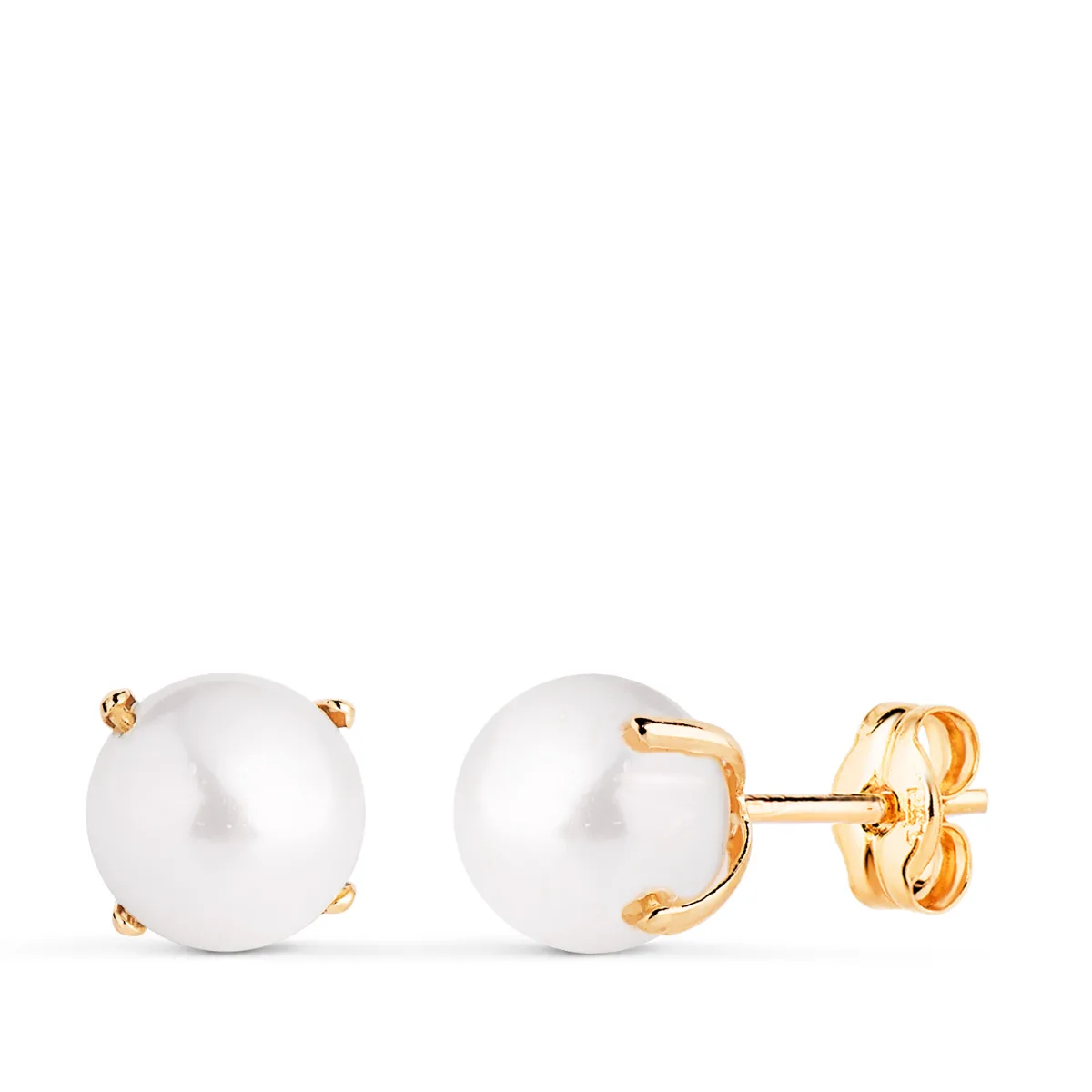 18K PENDIENTES ORO AMARILLO PERLAS CON 4 GARRAS. MEDIDA: 7 MM. CIERRE PRESION