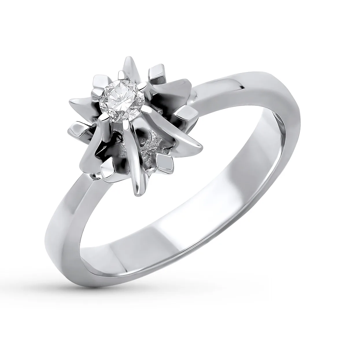 18K SOLITARIO ORO BLANCO DIAMANTE NATURAL  TALLA BRILLANTE 0.100 QTS. ANCHO: 9MM.