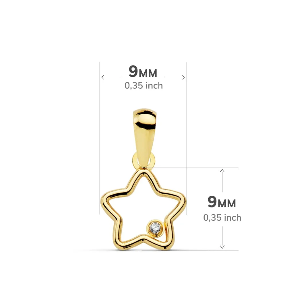 18K COLGANTE ORO AMARILLO AMULETO  ESTRELLA CIRCONITA 9X9 MM — vista 2