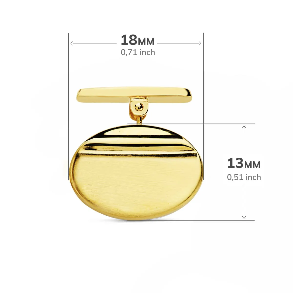 18K GEMELOS ORO AMARILLO OVAL MATE Y BRILLO 18X13 MM CIERRE RIGIDO OSCILANTE — vista 3