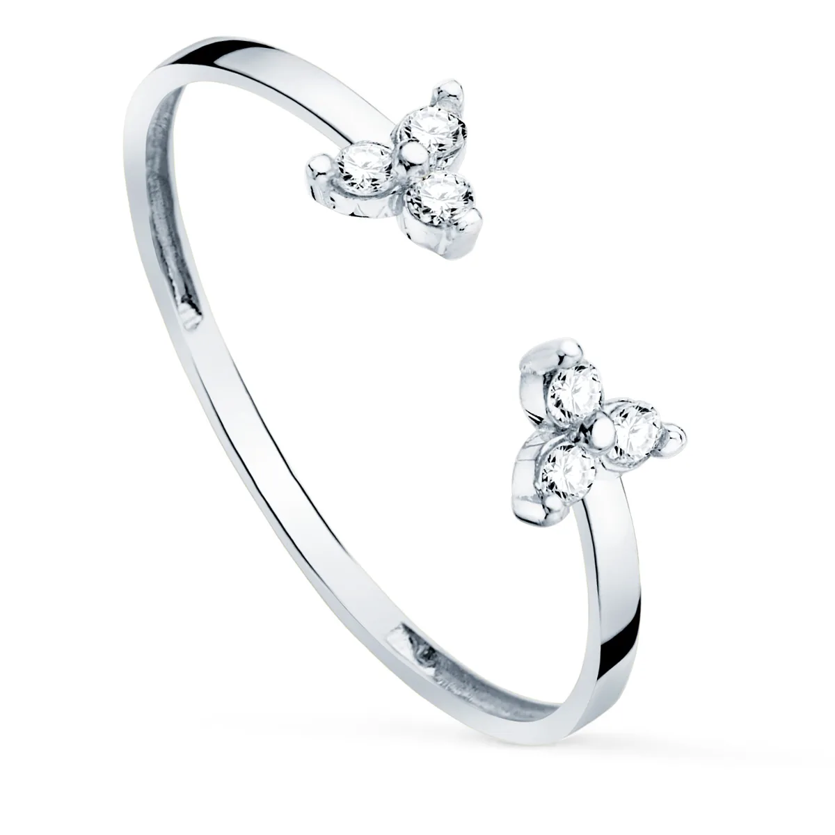 18K SORTIJA ORO BLANCO DIAMANTES 0.09 QTS.  CUERPO 1.10 MM