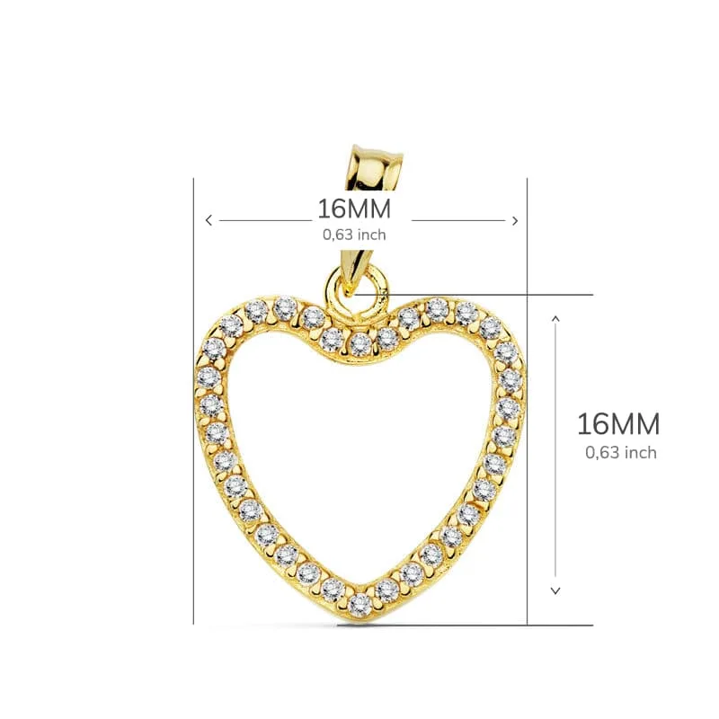 18K COLGANTE ORO AMARILLO CORAZON CIRCONITA 16X16 MM C. AMOR — vista 2