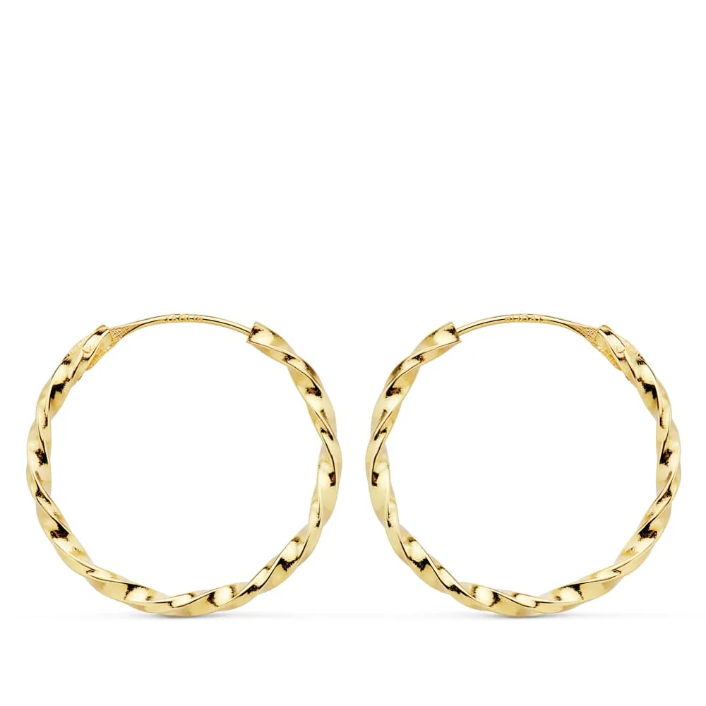18K AROS ORO AMARILLO GALLONEADOS HUECOS 20X1.50 MM