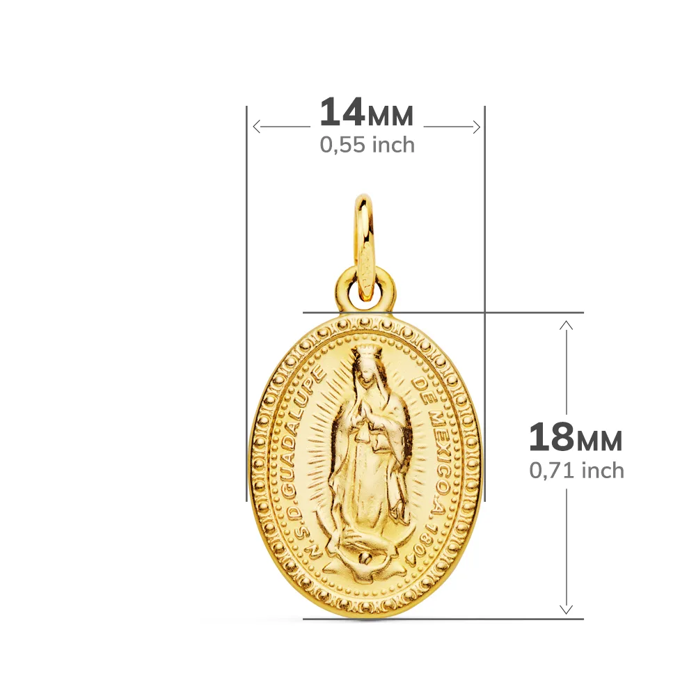 18K MEDALLA ESCAPULARIO ORO AMARILLO VIRGEN DE GUADALUPE OVAL 18X14 MM — vista 2