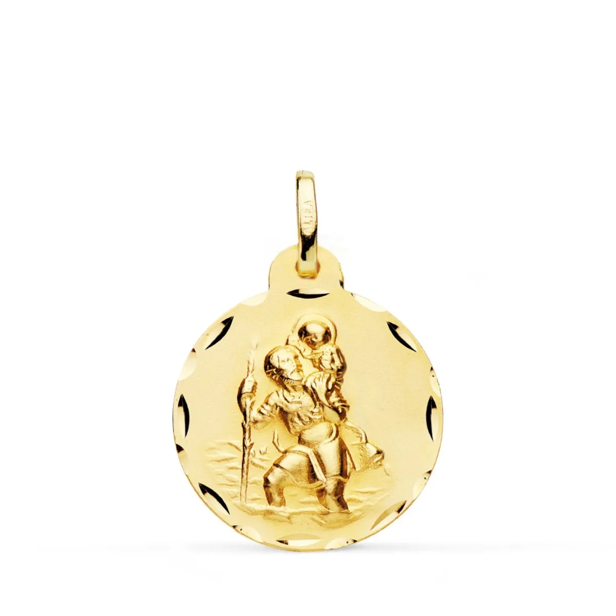 18K MEDALLA ORO AMARILLO SAN CRISTOBAL TALLADA 20 MM