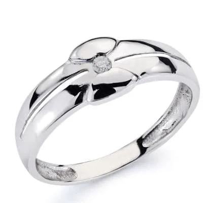 18K SOLITARIO ORO BLANCO DIAMANTE NATURAL TALLA BRILLANTE 0.050 QTS.