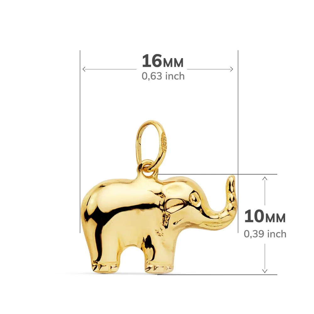18K COLGANTE AMULETO ORO AMARILLO ELEFANTE LISO 16X10 MM — vista 2