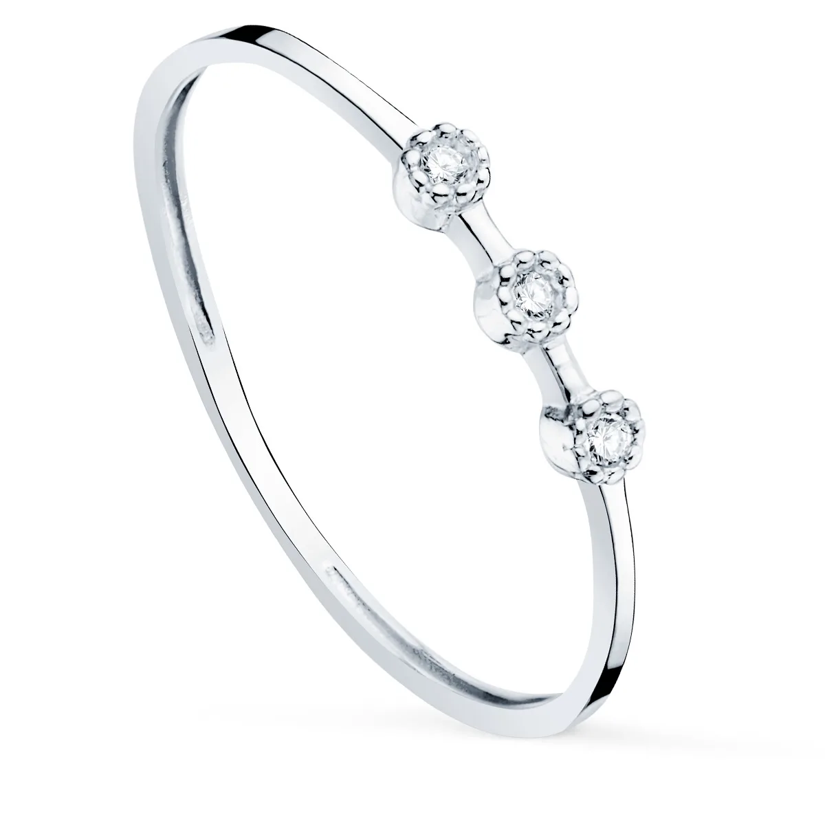 18K SORTIJA ORO BLANCO DIAMANTES 0.0240 QTS.  CUERPO 1.10 MM